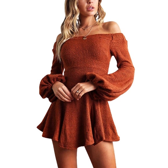 Dresses & Skirts - Sexy Off Shoulder Loose Long Sleeve Swing Dress